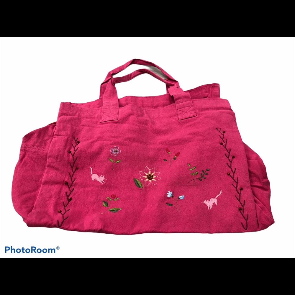 Hikosen Cara embroidered cat tote